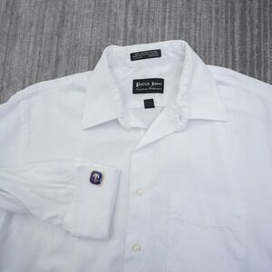 Patrick James Signature White Herringbone French Cuff Dress Shirt 15.5 32/33 Men